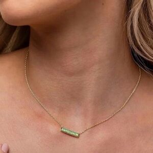 Pavoi Gold and Green Opal bar necklace new